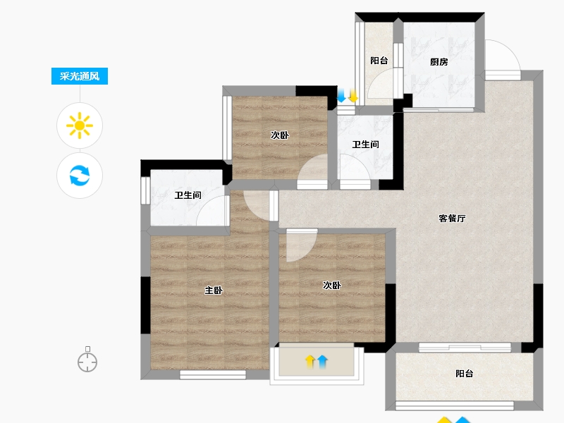 四川省-内江市-远达世纪城-66.97-户型库-采光通风