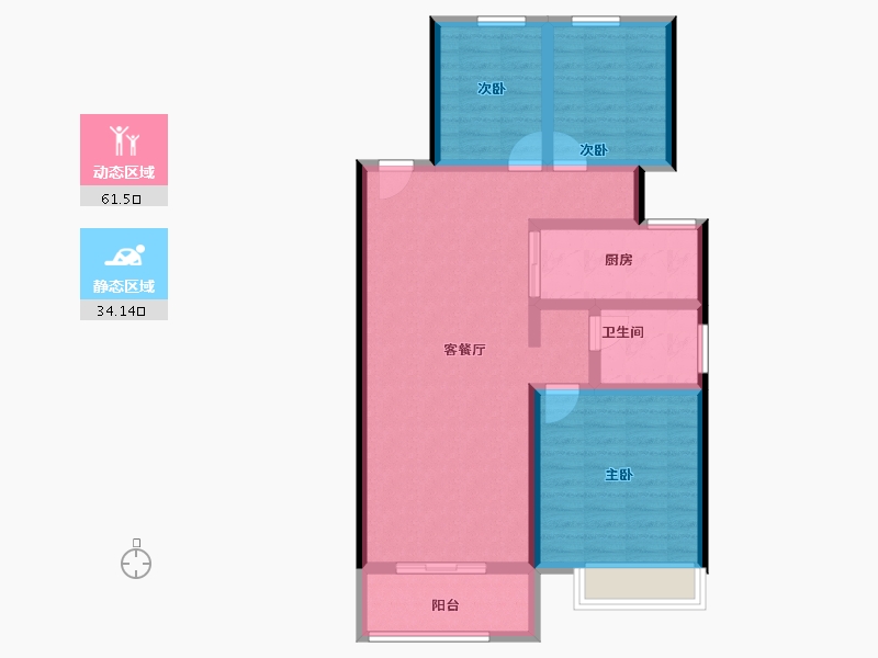 山西省-太原市-万科城市之光东望-84.96-户型库-动静分区