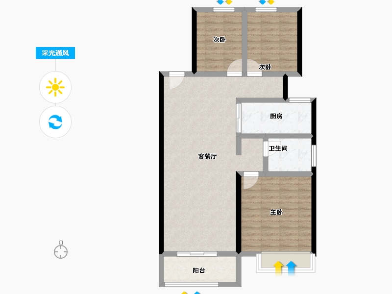 山西省-太原市-万科城市之光东望-84.96-户型库-采光通风