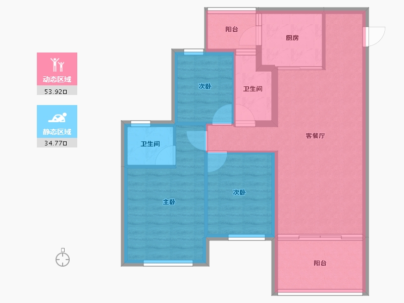 四川省-南充市-鸿通富春山居-79.54-户型库-动静分区