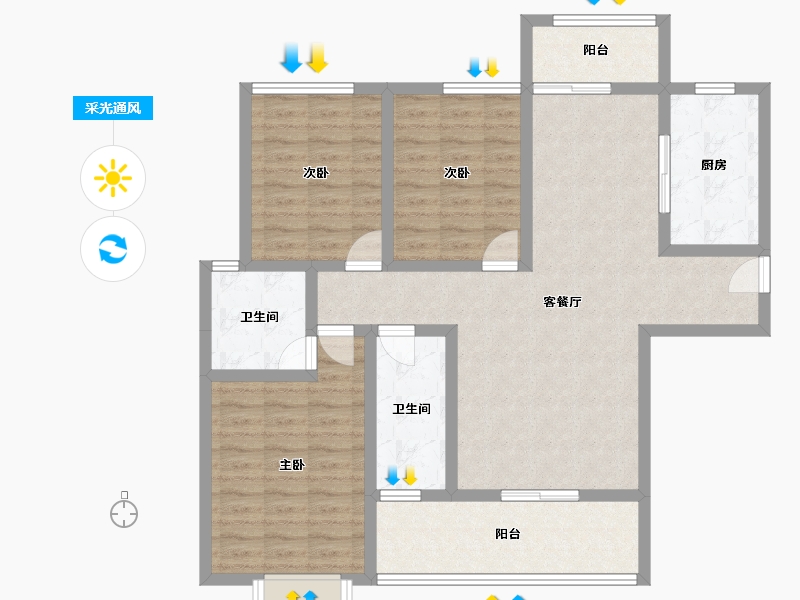 湖南省-怀化市-千鸿帝景-105.14-户型库-采光通风