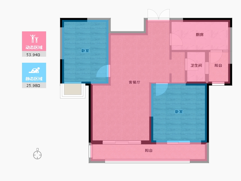 内蒙古自治区-鄂尔多斯市-泰发祥玖悦府-71.17-户型库-动静分区