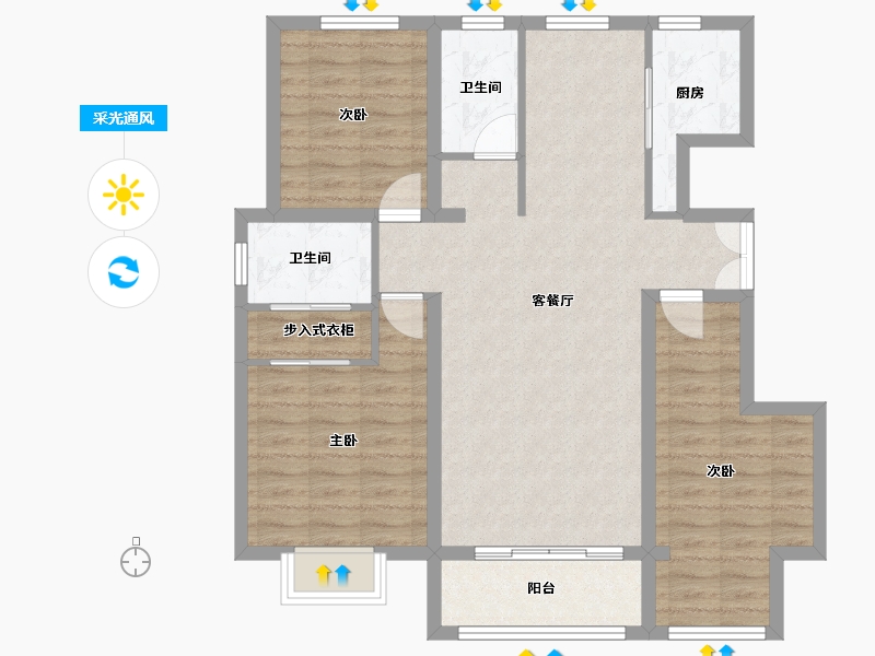 河北省-唐山市-中冶·尚和府-91.79-户型库-采光通风