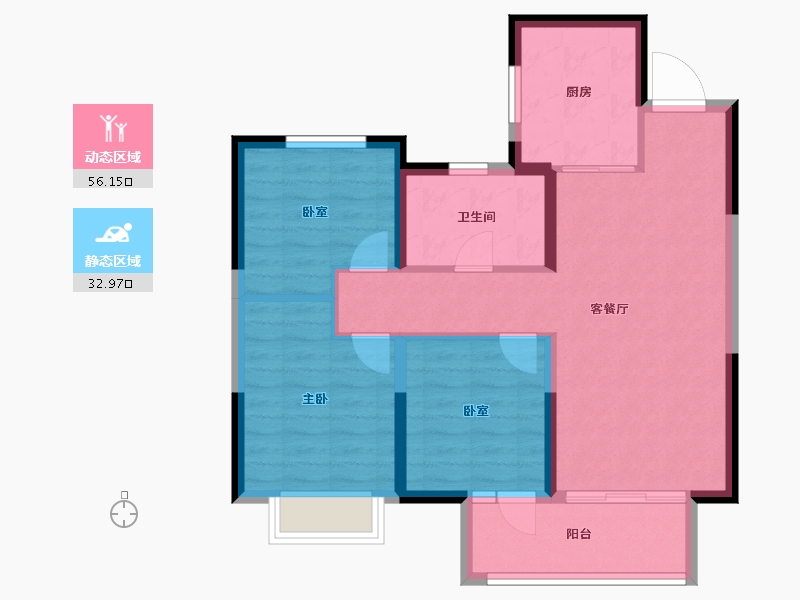 山东省-临沂市-儒辰海棠樾府-80.00-户型库-动静分区