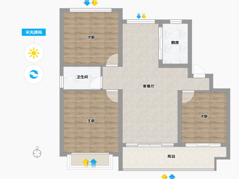 河南省-信阳市-信阳碧桂园领墅-84.80-户型库-采光通风