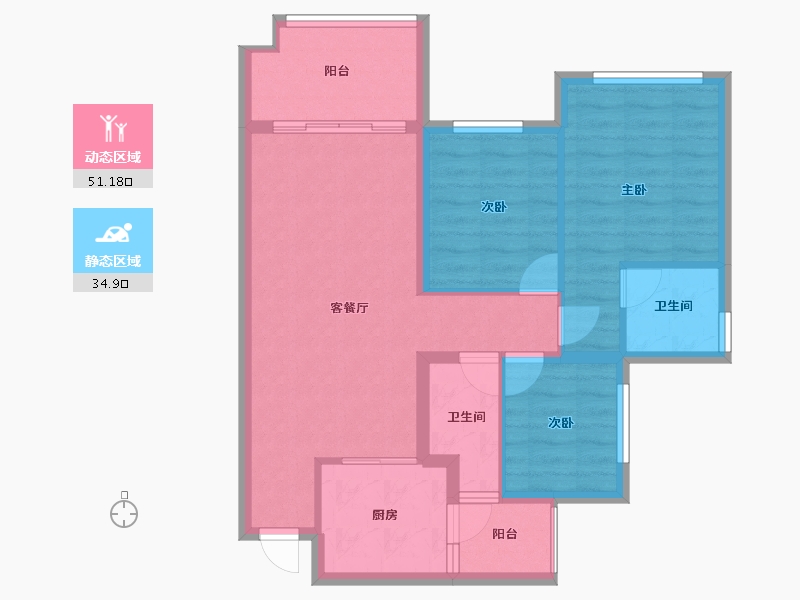 四川省-南充市-鸿通富春山居-76.79-户型库-动静分区