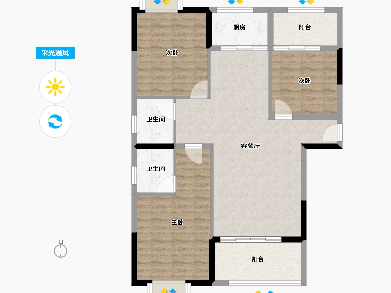 福建省-南平市-美伦阳光新城溪境-95.34-户型库-采光通风