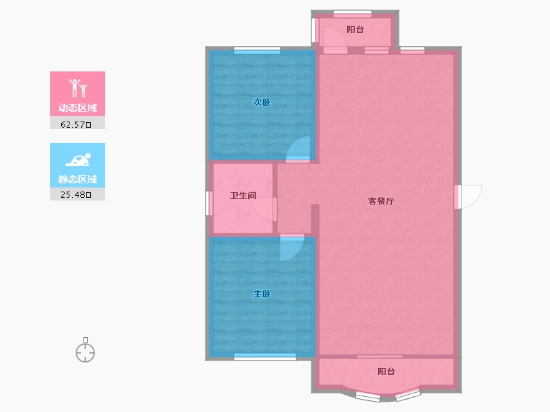 黑龙江省-齐齐哈尔市-中冶滨江半岛-79.53-户型库-动静分区