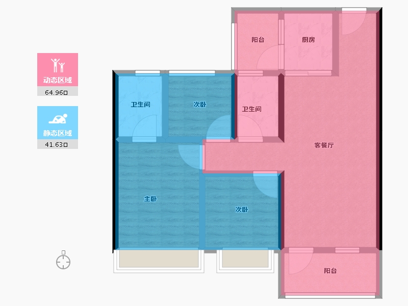 山东省-菏泽市-碧桂园铂悦城-94.40-户型库-动静分区