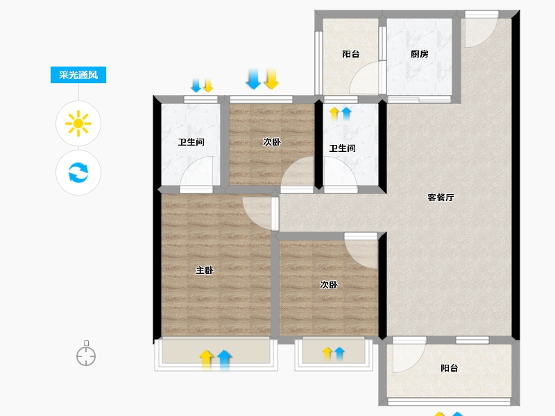 山东省-菏泽市-碧桂园铂悦城-94.40-户型库-采光通风