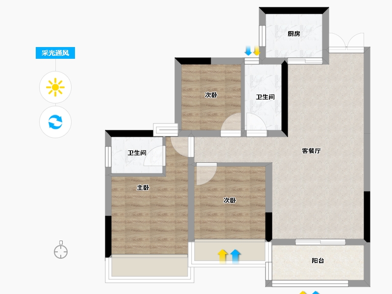 贵州省-黔东南苗族侗族自治州-鑫洋·天誉城-66.95-户型库-采光通风