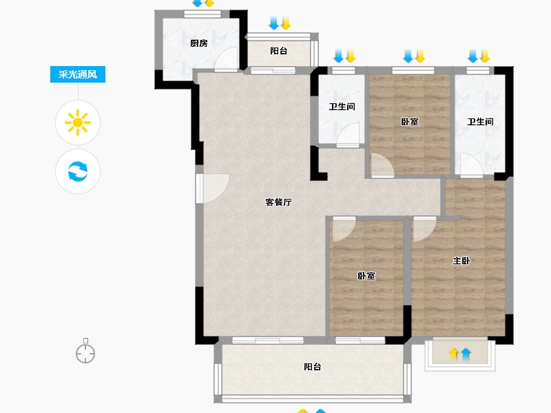 福建省-莆田市-保利城湖心岛Ⅱ-92.80-户型库-采光通风