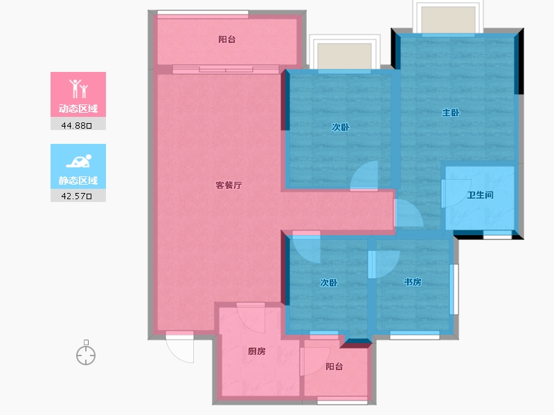 四川省-南充市-科华熙和公馆-77.14-户型库-动静分区