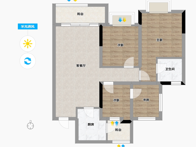 四川省-南充市-科华熙和公馆-77.14-户型库-采光通风