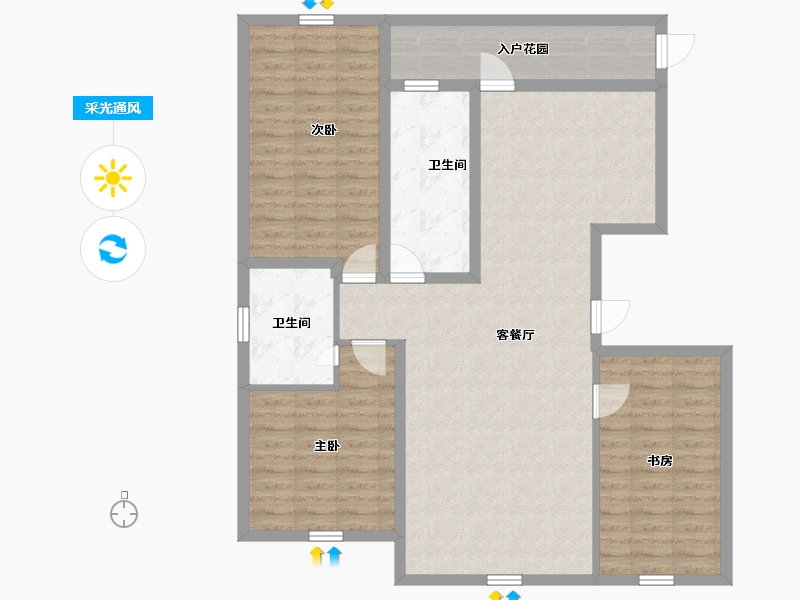 辽宁省-葫芦岛市-乾瑞嘉山墅天悦-111.08-户型库-采光通风