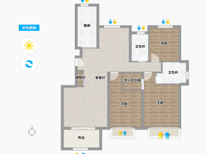 湖北省-黄石市-中冶·黄石公园-104.98-户型库-采光通风