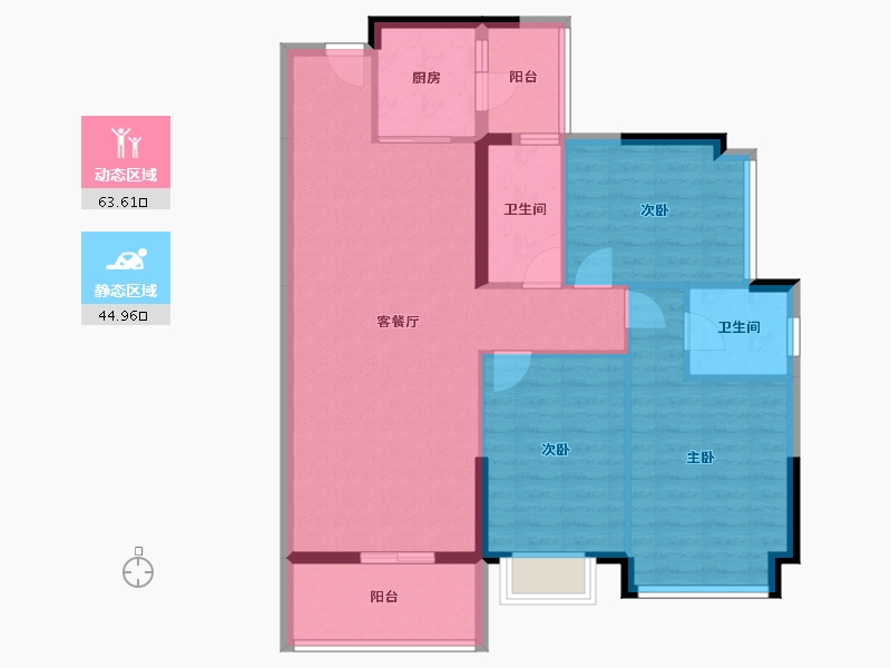 广东省-梅州市-联康城5期哈佛郡-98.16-户型库-动静分区