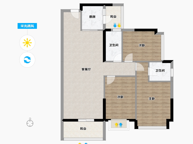 广东省-梅州市-联康城5期哈佛郡-98.16-户型库-采光通风