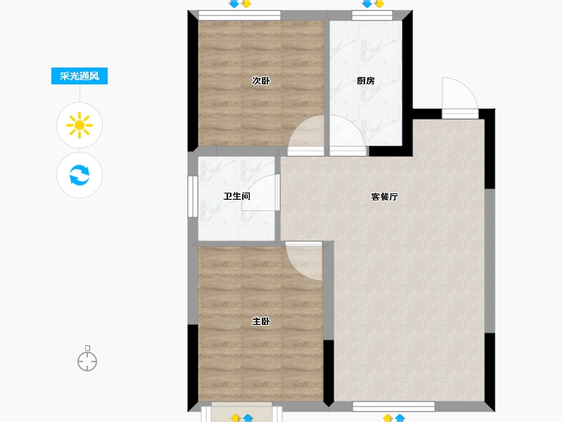 辽宁省-葫芦岛市-兴达澜湾壹品-57.19-户型库-采光通风