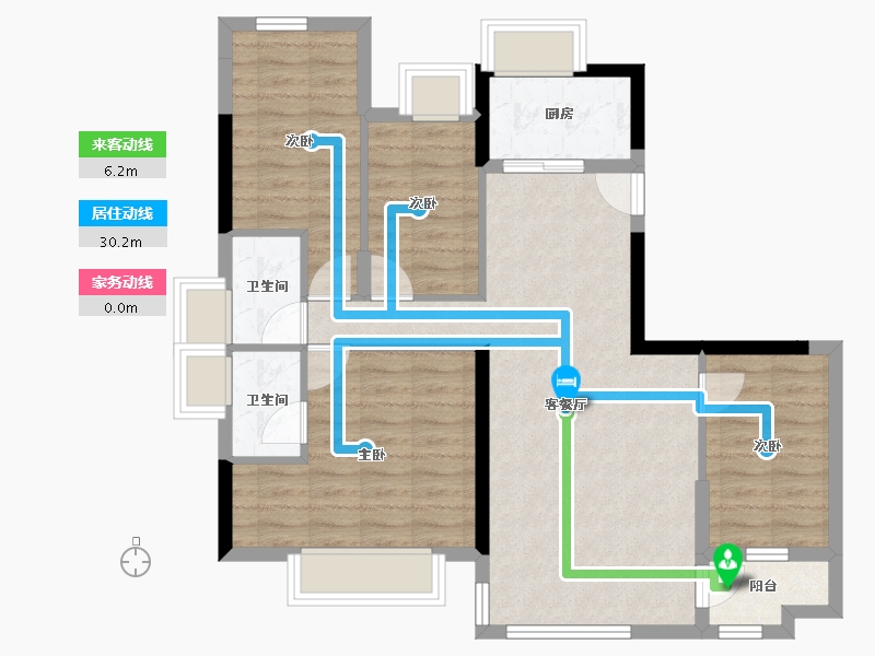 福建省-龙岩市-厦鑫博世楠院-83.41-户型库-动静线