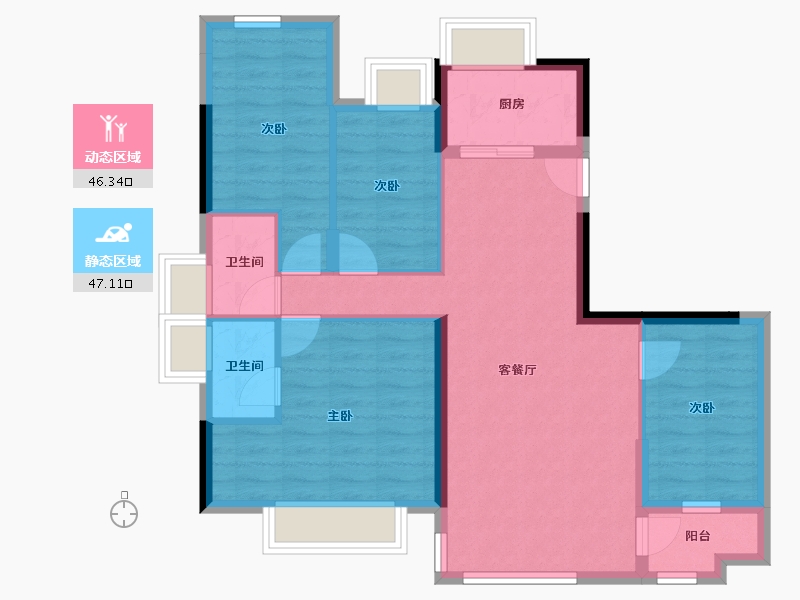 福建省-龙岩市-厦鑫博世楠院-83.41-户型库-动静分区