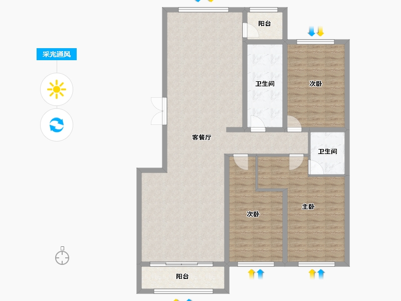 黑龙江省-黑河市-华泰東城御府-127.23-户型库-采光通风