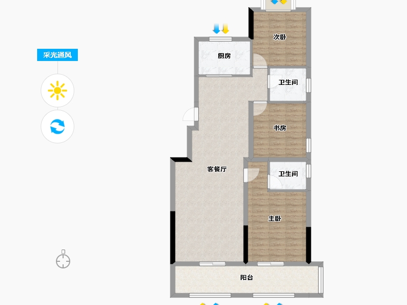 湖北省-黄石市-錦綉·御湖湾-101.79-户型库-采光通风