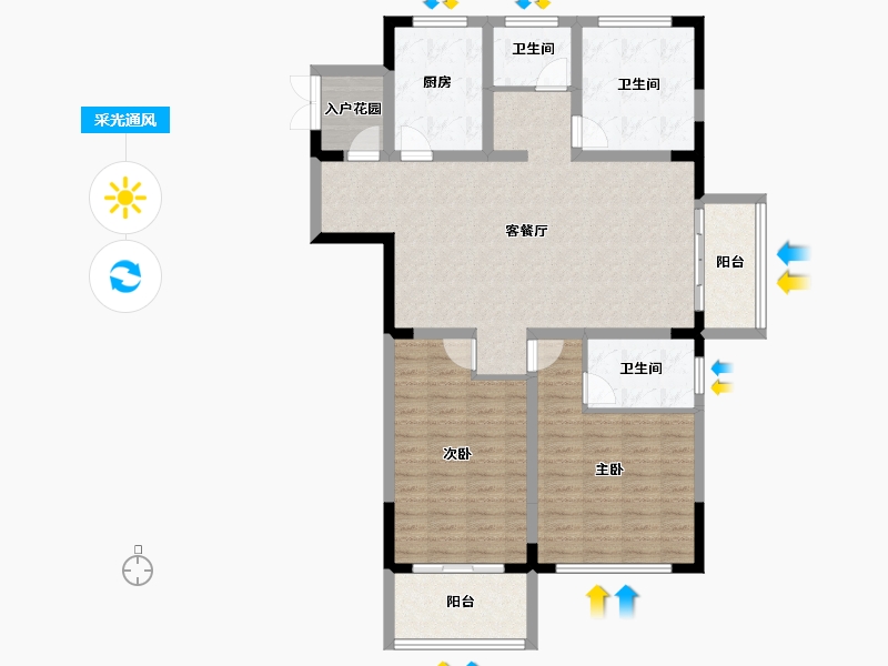 河南省-洛阳市-东展旖和园-109.60-户型库-采光通风