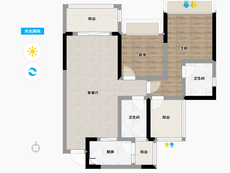 四川省-绵阳市-富临绵州水郡-71.23-户型库-采光通风