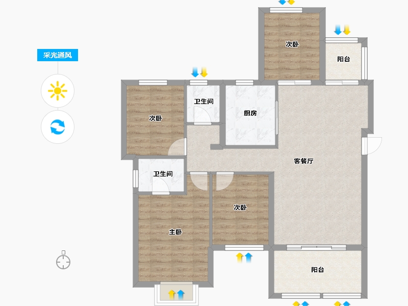 四川省-南充市-鸿通文德中央大境-95.21-户型库-采光通风