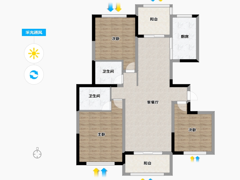 河南省-洛阳市-东展旖和园-111.20-户型库-采光通风