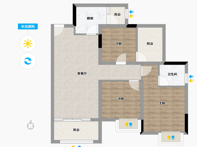 四川省-南充市-科华熙和公馆-78.20-户型库-采光通风