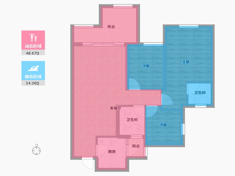 四川省-南充市-金为领地悦城-73.35-户型库-动静分区