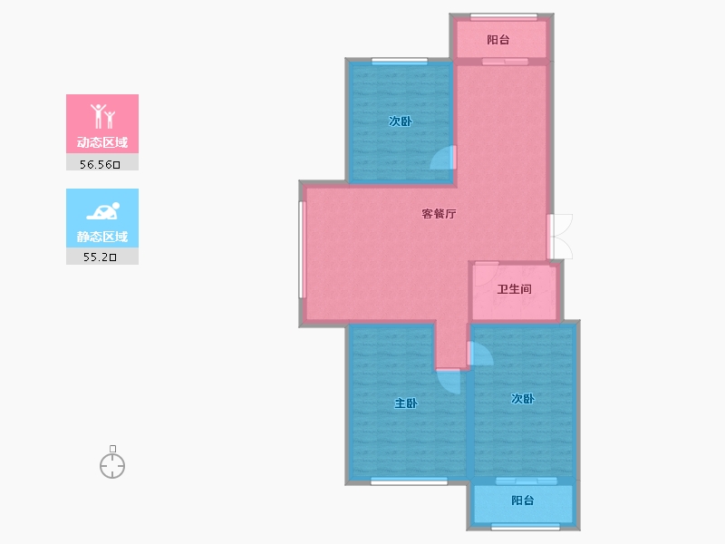 黑龙江省-黑河市-华泰東城御府-100.94-户型库-动静分区