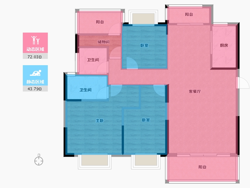 广西壮族自治区-崇左市-崇左碧桂园天誉-105.24-户型库-动静分区