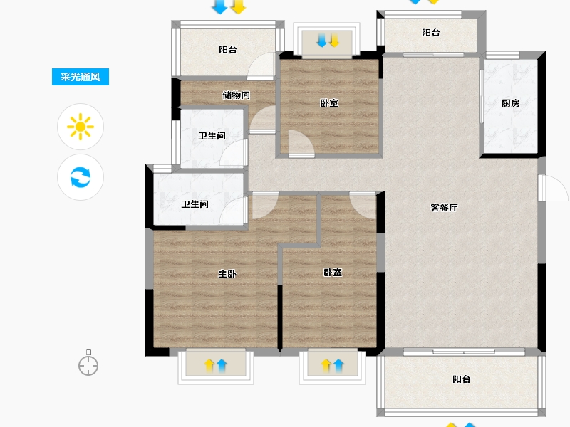 广西壮族自治区-崇左市-崇左碧桂园天誉-105.24-户型库-采光通风