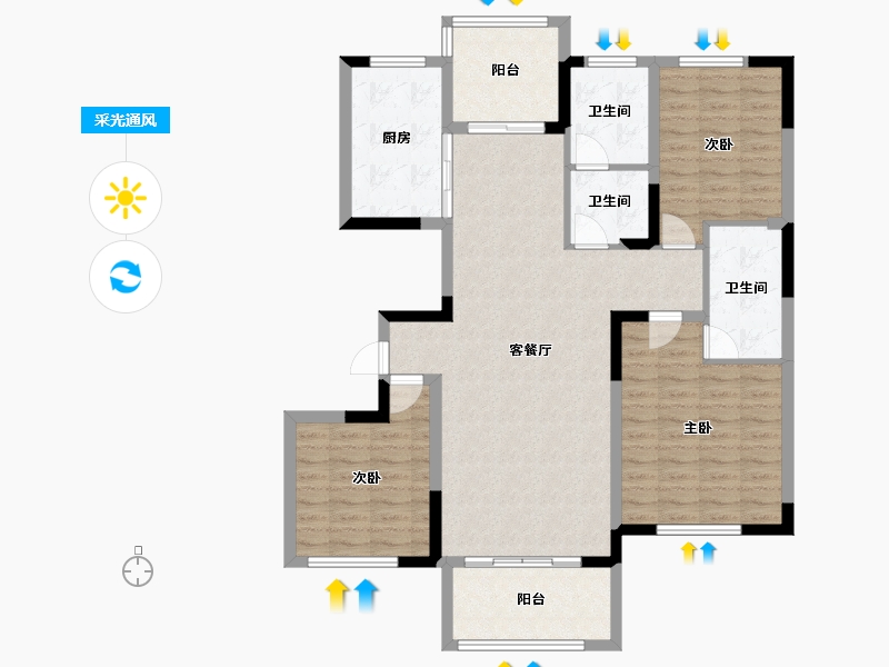 河南省-洛阳市-东展旖和园-113.60-户型库-采光通风