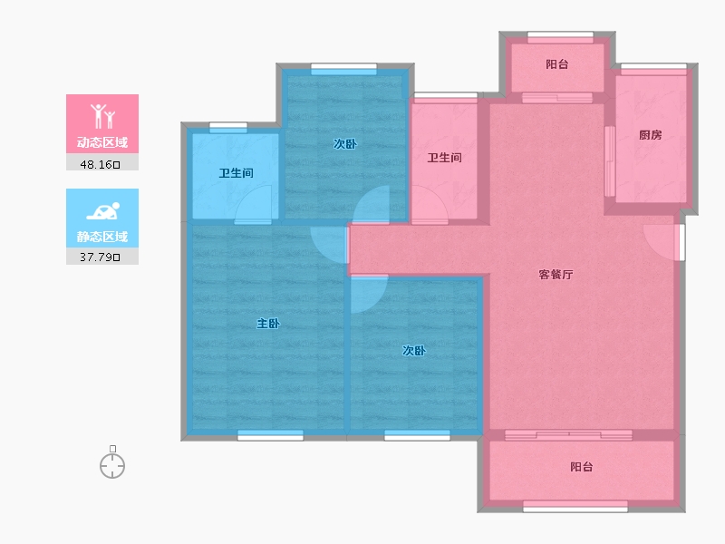 四川省-南充市-金为领地悦城-77.05-户型库-动静分区