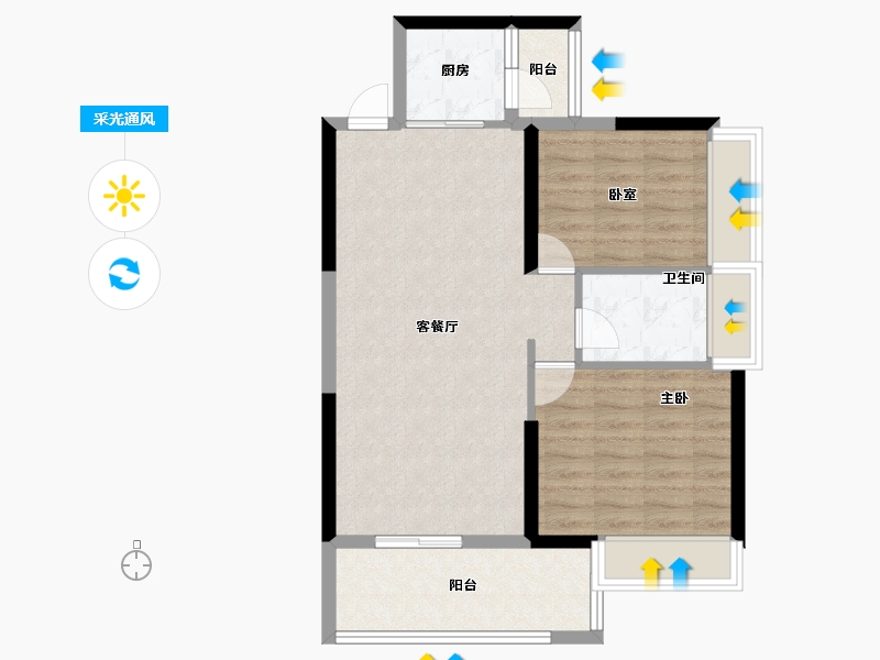 湖南省-衡阳市-利安雅颂居-70.85-户型库-采光通风