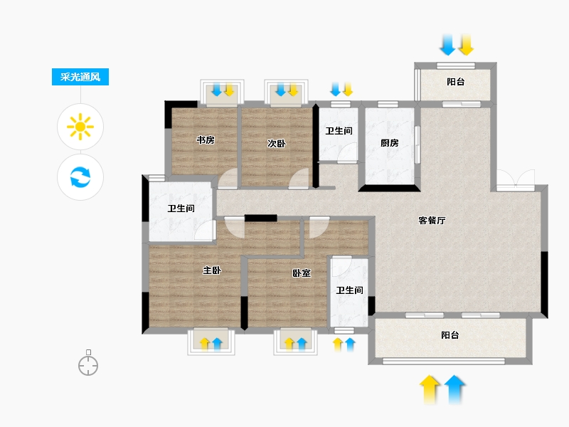 湖南省-衡阳市-中建和城壹品-127.41-户型库-采光通风