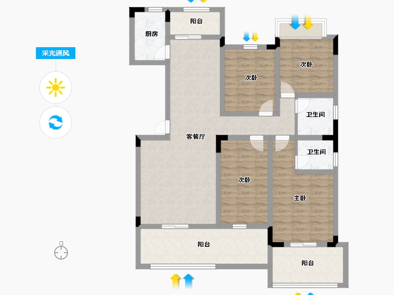 湖北省-黄石市-錦綉·御湖湾-116.00-户型库-采光通风