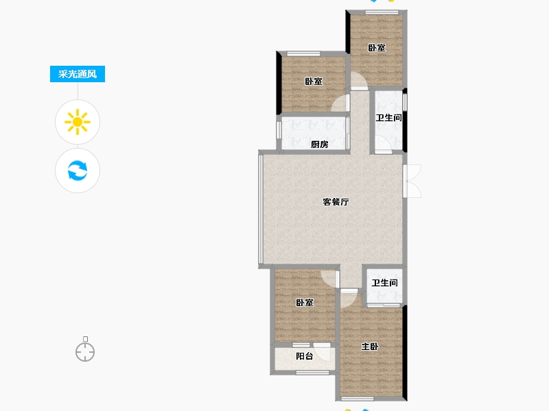 山东省-菏泽市-菏泽中心-133.61-户型库-采光通风