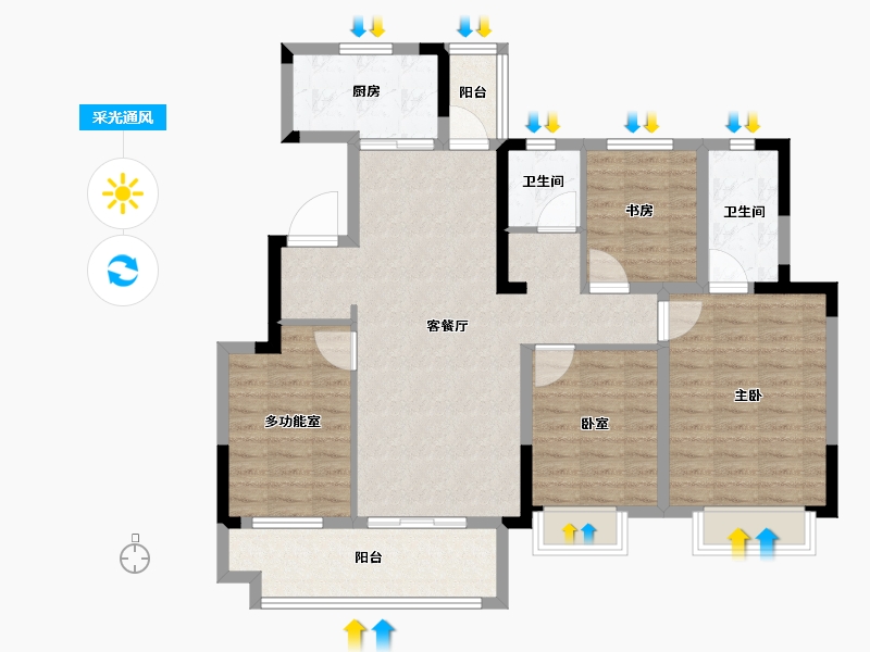 安徽省-阜阳市-当代城MOMA-102.40-户型库-采光通风