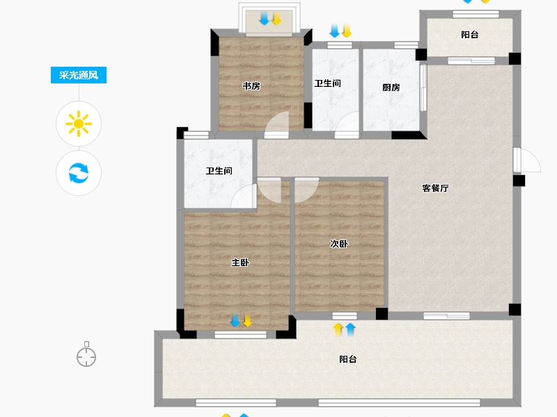 湖北省-黄石市-錦綉·御湖湾-114.16-户型库-采光通风