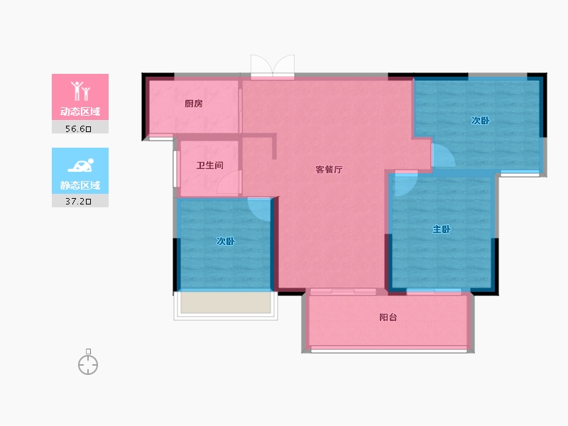 河南省-洛阳市-建业滨河赋-84.80-户型库-动静分区