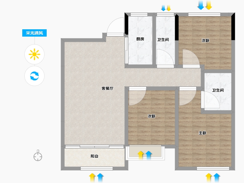 山东省-菏泽市-中达绿城江南里-105.60-户型库-采光通风