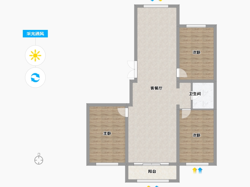 黑龙江省-黑河市-华泰東城御府-105.94-户型库-采光通风