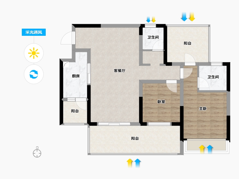 四川省-绵阳市-富临绵州水郡-89.45-户型库-采光通风