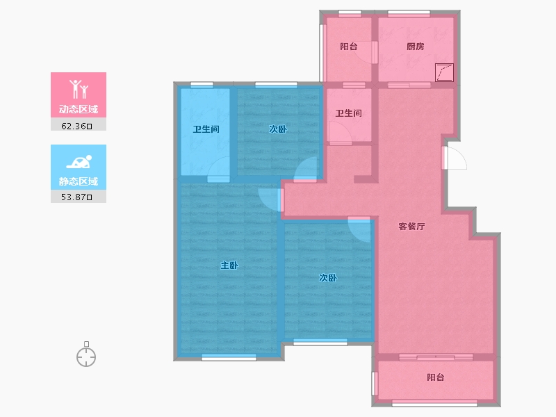 辽宁省-阜新市-东盛·阳光新城-102.40-户型库-动静分区