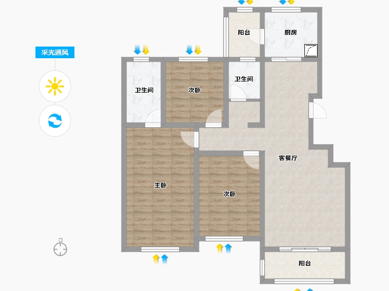 辽宁省-阜新市-东盛·阳光新城-102.40-户型库-采光通风